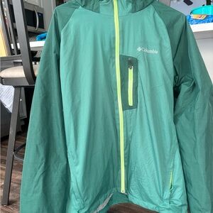 Columbia Forest Green Jacket with Lime Accents